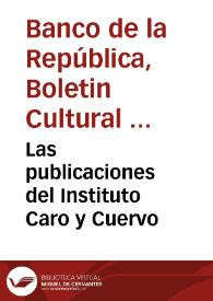 Portada:Las publicaciones del Instituto Caro y Cuervo