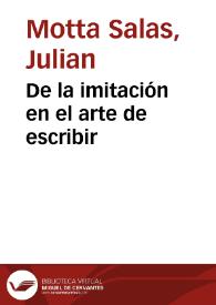 Portada:De la imitación en el arte de escribir