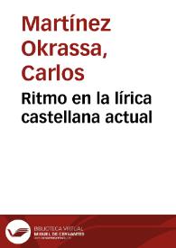 Portada:Ritmo en la lírica castellana actual