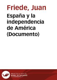 Portada:España y la independencia de América (Documento)