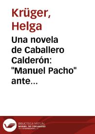 Portada:Una novela de Caballero Calderón: "Manuel Pacho" ante la crítica estructural y objetiva