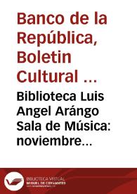 Portada:Biblioteca Luis Angel Arángo Sala de Música: noviembre a diciembre de 1978