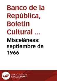 Portada:Misceláneas: septiembre de 1966