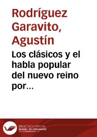 Portada:Los clásicos y el habla popular del nuevo reino por Miguel Aguilera