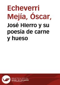 Portada:José HIerro y su poesía de carne y hueso