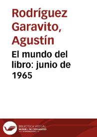 Portada:El mundo del libro: junio de 1965