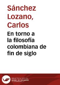 Portada:En torno a la filosofía colombiana de fin de siglo