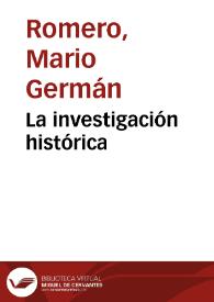 Portada:La investigación histórica