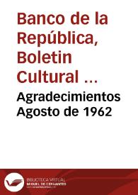 Portada:Agradecimientos Agosto de 1962