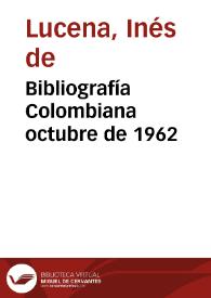 Portada:Bibliografía Colombiana octubre de 1962