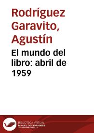 Portada:El mundo del libro: abril de 1959