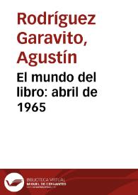 Portada:El mundo del libro: abril de 1965