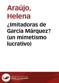 Portada:¿Imitadoras de García Márquez? (un mimetismo lucrativo)