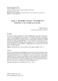 Portada:"¡Pax...!" De Rubén Darío: testamento poético y acto de clausura / Niall Binns