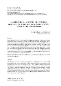 Portada:La "Epístola a la señora de Leopoldo Lugones" de Rubén Darío, desmitificación poética del modernismo / Carmen Ruiz Barrionuevo