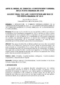 Portada:Ante el miedo, el Derecho: Constitución y guerra en la Nueva Granada de 1815 / Andrés Botero Bernal