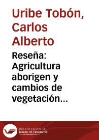 Portada:Reseña: Agricultura aborigen y cambios de vegetación en la Sierra Nevada de Santa Marta