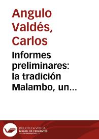 Portada:Informes preliminares: la tradición Malambo, un complejo temprano en el noroeste de Suramérica