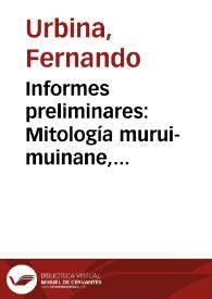 Portada:Informes preliminares: Mitología murui-muinane, petroglifos en el rio Caquetá y sus posibles relaciones con la cultura agustiniana.