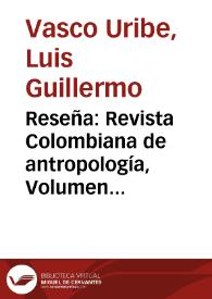 Portada:Reseña: Revista Colombiana de antropología, Volumen XXV, 1984-1985,