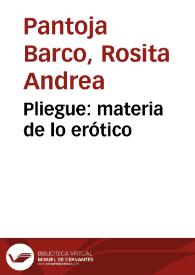 Portada:Pliegue: materia de lo erótico