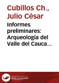 Portada:Informes preliminares: Arqueología del Valle del Cauca y otros. Fallecimiento de Clifford Evans.