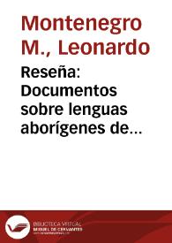 Portada:Reseña: Documentos sobre lenguas aborígenes de Colombia  del archivo de Paul Rivet