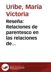 Portada:Reseña: Relaciones de parentesco en las relaciones de producción en la comunidad indígena de San Diego de Muellamues