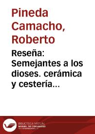 Portada:Reseña: Semejantes a los dioses. cerámica y cestería embera-chami