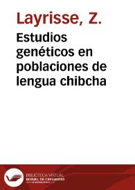 Portada:Estudios genéticos en poblaciones de lengua chibcha