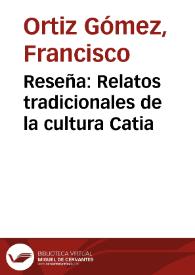 Portada:Reseña: Relatos tradicionales de la cultura Catia