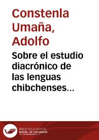 Portada:Sobre el estudio diacrónico de las lenguas chibchenses y su contribución al conocimiento del pasado de sus hablantes