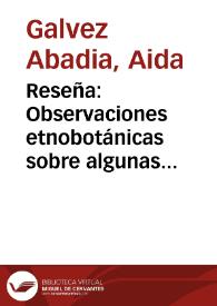 Portada:Reseña: Observaciones etnobotánicas sobre algunas especies utilizadas por la comunidad indígena Andoque (Amazonas Colombia).