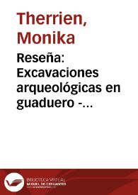 Portada:Reseña: Excavaciones arqueológicas en guaduero - cundinamarca  Cecilia de Hernández y Carmen de Fulleda