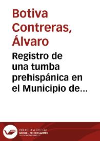 Portada:Registro de una tumba prehispánica en el Municipio de Suárez (Tolima)