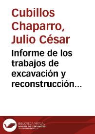 Portada:Informe de los trabajos de excavación y reconstrucción de las tumbas No. 9 del montículo 4 del Alto de las Piedras y No. 3 de la Meseta B del Alto de los Ídolos, en San Agustín (Huila)