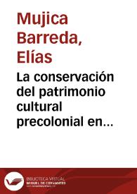 Portada:La conservación del patrimonio cultural precolonial en los países andinos. Reflexiones y propuestas