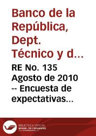 Portada:RE No. 135 Agosto de 2010 -- Encuesta de expectativas de julio de 2010