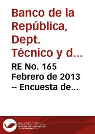 Portada:RE No. 165 Febrero  de 2013 -- Encuesta de expectativas de enero de 2013