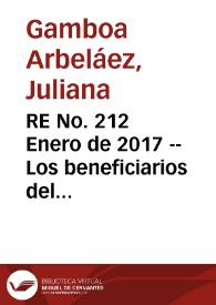 Portada:RE No. 212 Enero de 2017 -- Los beneficiarios del Banco de la República en el área económica