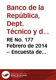 Portada:RE No. 177 Febrero  de 2014 -- Encuesta de expectativas de enero de 2014