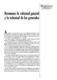 Portada:Rousseau: la voluntad general y la voluntad de los generales / Héctor Subirats