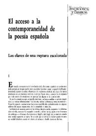 Portada:El acceso a la contemporaneidad de la poesía española / Manuel Rico