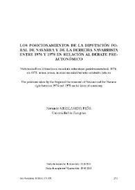 Portada:Los posicionamientos de la Diputación Foral de Navarra y de la derecha navarrista entre 1976 y 1978 en relación al debate preautonómico / Fernando Mikelarena Peña