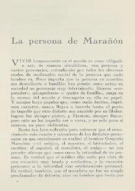 Portada:La persona de Marañón / Pedro Laín Entralgo