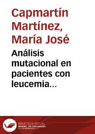 Portada:Análisis mutacional en pacientes con leucemia linfática crónica y deleción de 13q mediante secuenciación masiva de amplicones