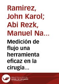 Portada:Medición de flujo una herramienta eficaz en la cirugía de revascularización miocárdica