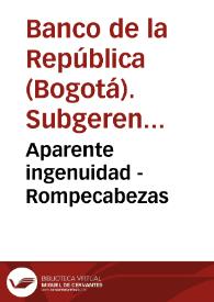 Portada:Aparente ingenuidad - Rompecabezas