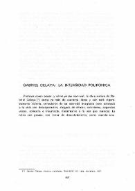 Portada:Gabriel Celaya: la intensidad polifónica / José María Bermejo