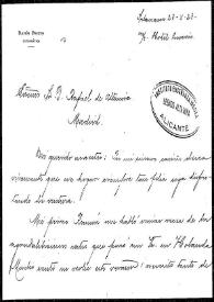 Portada:Carta de Ramón Prieto a Rafael Altamira. Madrid, 23 de octubre de 1923